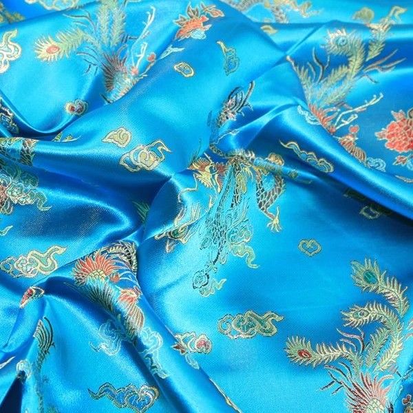 Turquoise Dragon Chinese Brocade 