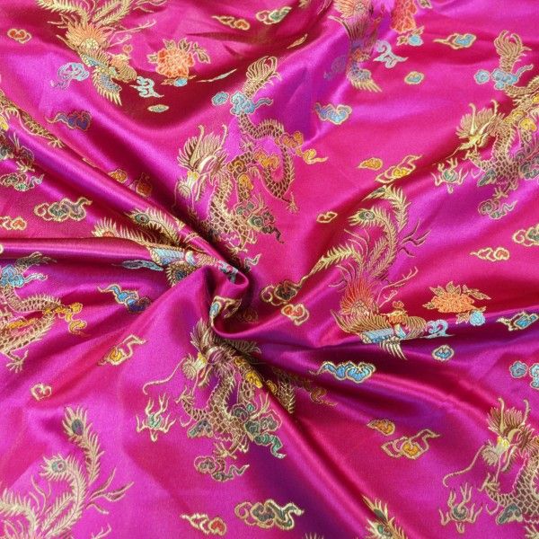 Cerise Dragon Chinese Brocade 