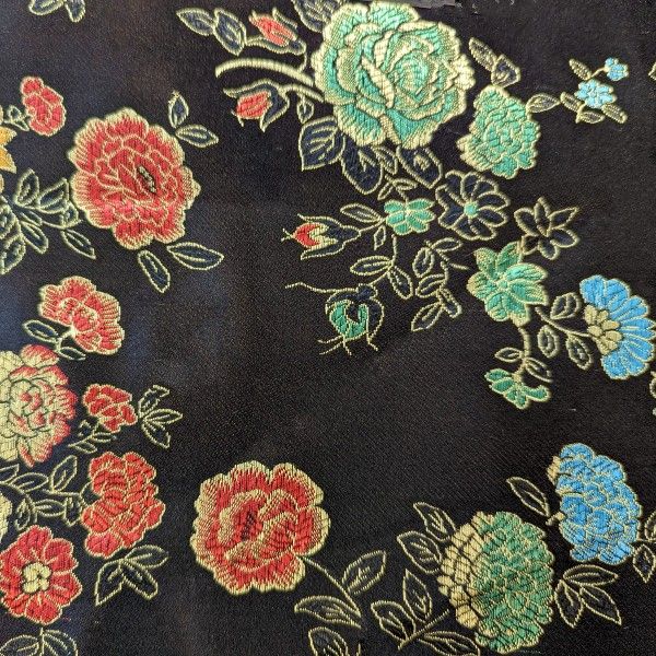 Black Floral Chinese Brocade 