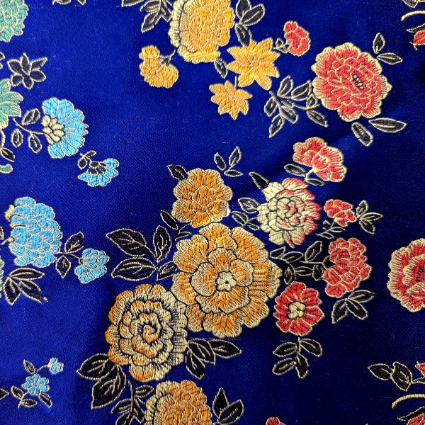 Navy Floral Chinese Brocade 