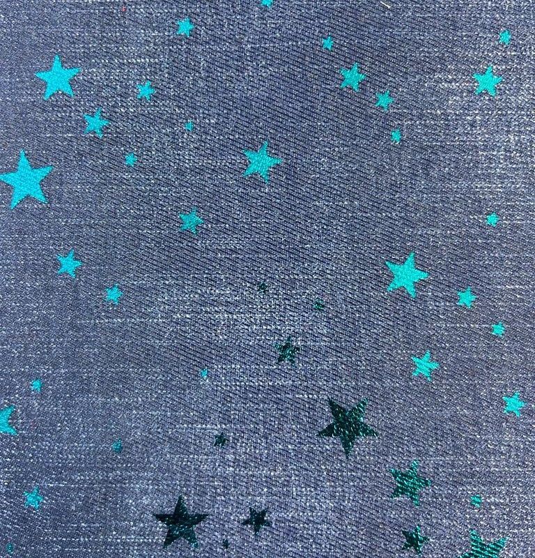 Printed Light Weight Denim - Star Blue